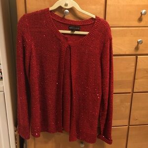 Dana Buchman Red Sequin Knit Cardigan